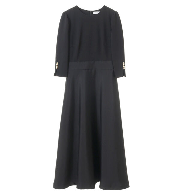  「袖口パール異素材ワンピース」|ワンピース|