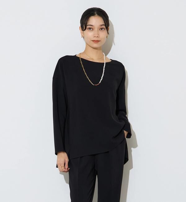 Liesse「【定番】ダブルクロスワイドシルエットブラウス」|シャツ・ブラウス|ブラック