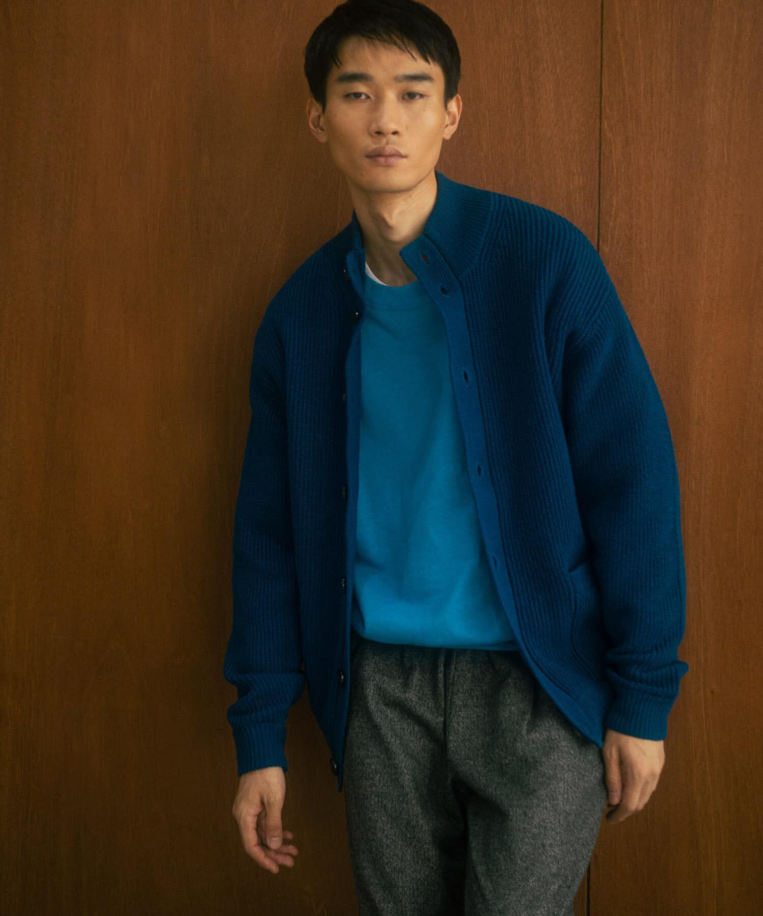 URBAN RESEARCH DOORS「FORK&SPOON　ウォッシャブルローゲージニットカーディガン」|カーディガン|ブルー