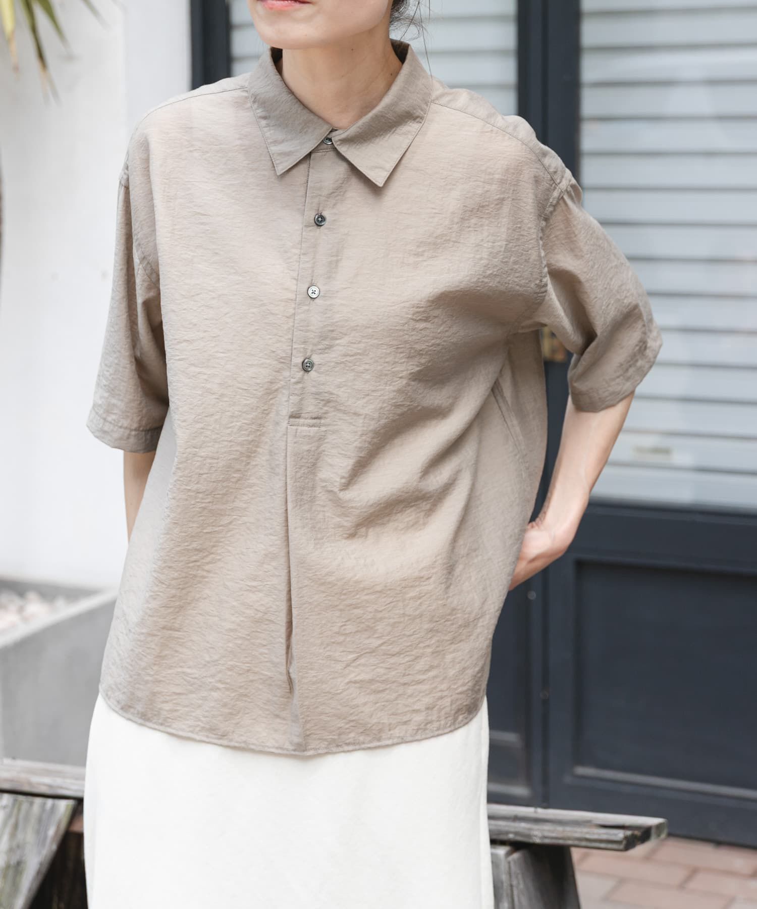 URBAN RESEARCH DOORS「FORK&SPOON　Nylon Woolプルオーバーシャツ」|シャツ・ブラウス|