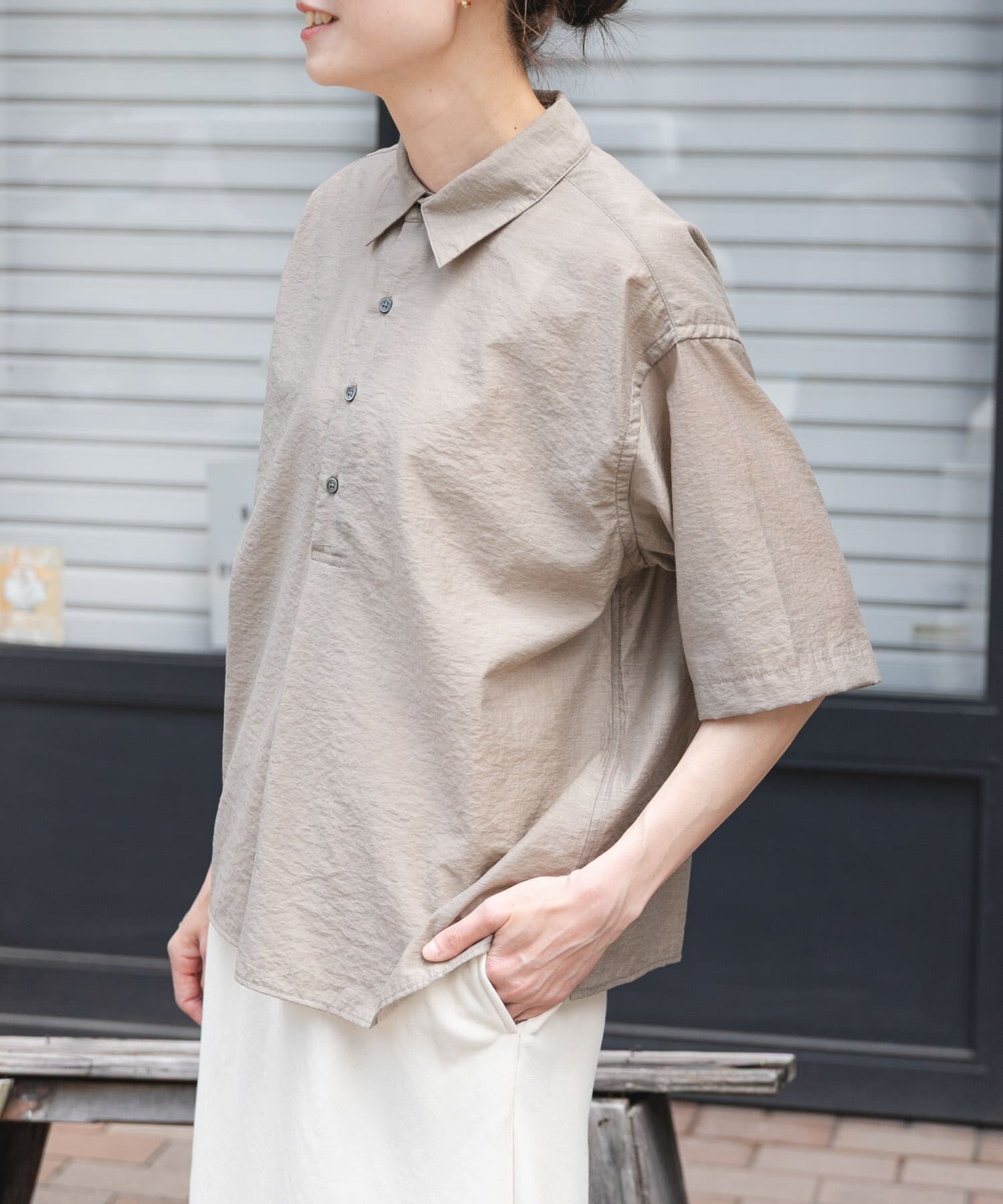 URBAN RESEARCH DOORS「FORK&SPOON　Nylon Woolプルオーバーシャツ」|シャツ・ブラウス|