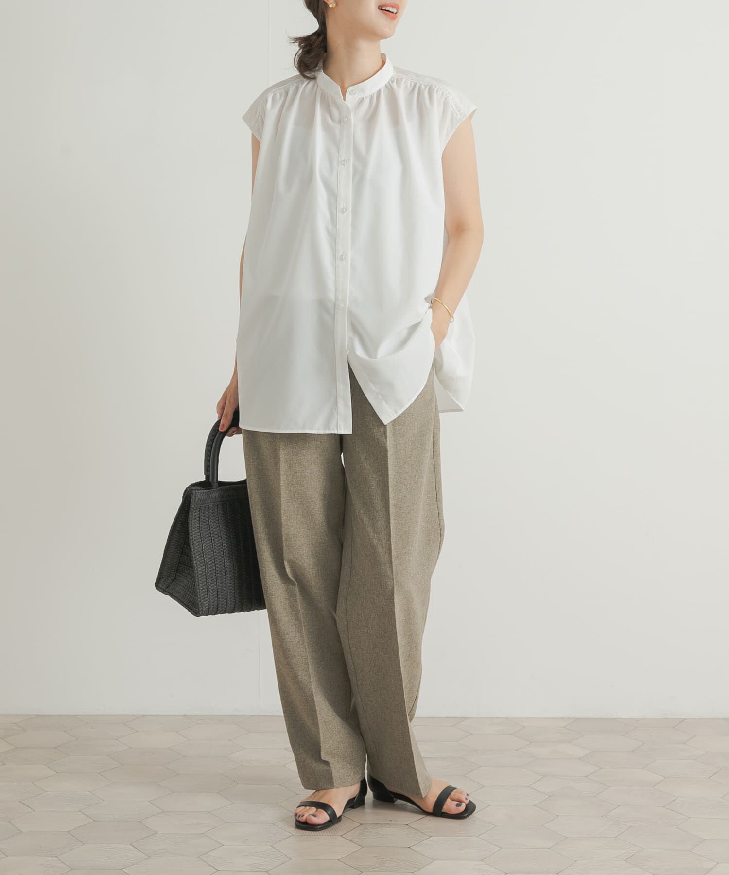 URBAN RESEARCH DOORS「レース切替フレンチブラウス」|シャツ・ブラウス|