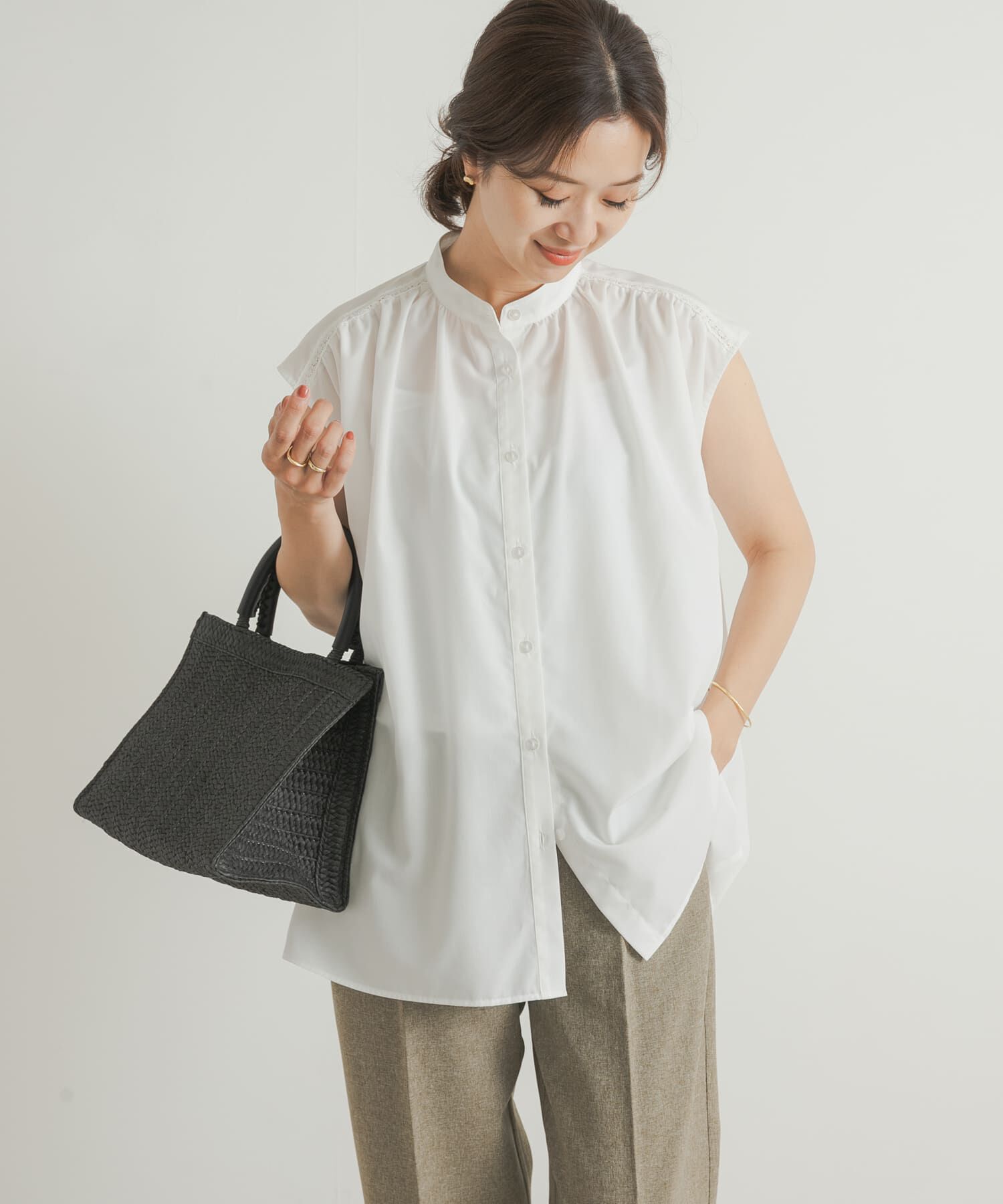 URBAN RESEARCH DOORS「レース切替フレンチブラウス」|シャツ・ブラウス|