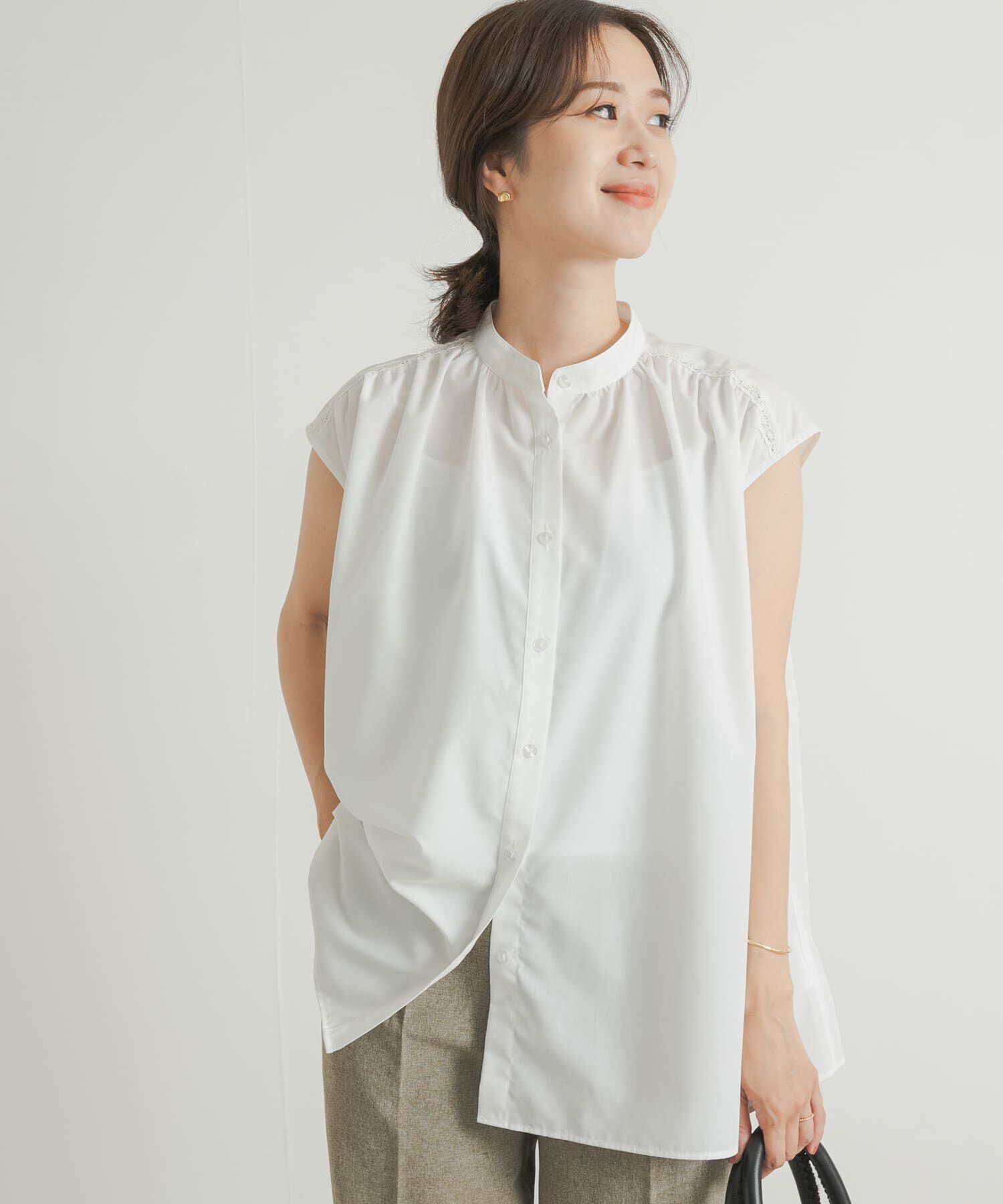 URBAN RESEARCH DOORS「レース切替フレンチブラウス」|シャツ・ブラウス|