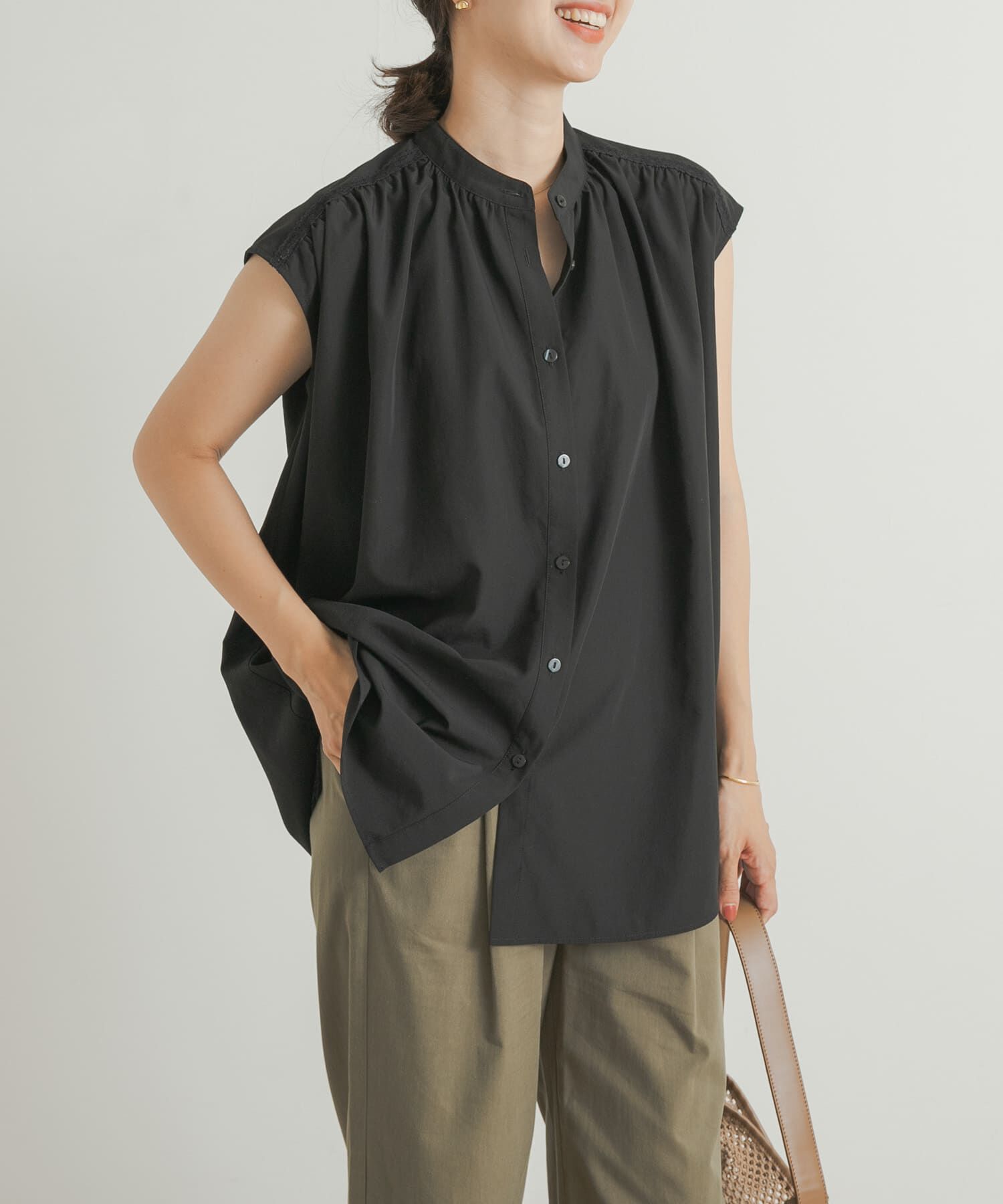 URBAN RESEARCH DOORS「レース切替フレンチブラウス」|シャツ・ブラウス|