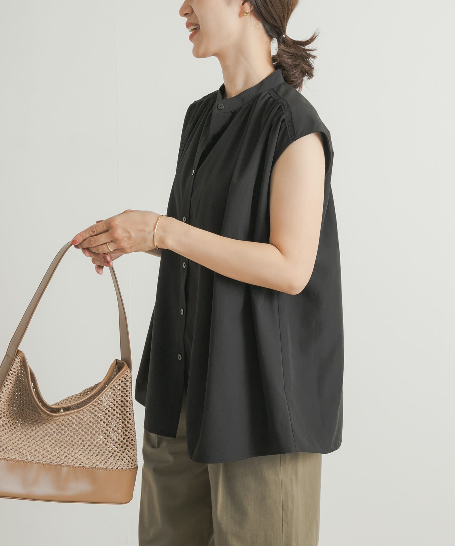 URBAN RESEARCH DOORS「レース切替フレンチブラウス」|シャツ・ブラウス|