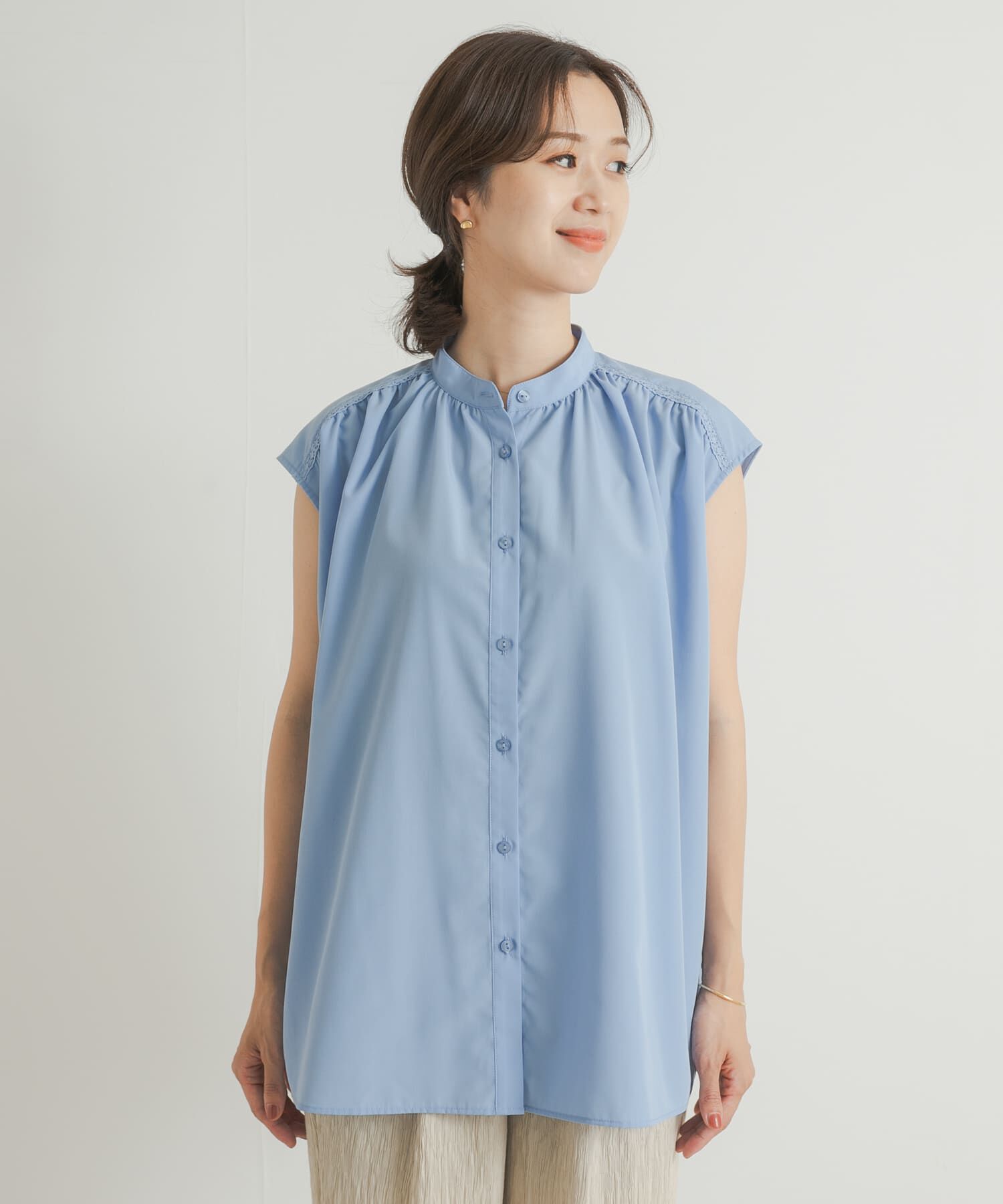 URBAN RESEARCH DOORS「レース切替フレンチブラウス」|シャツ・ブラウス|