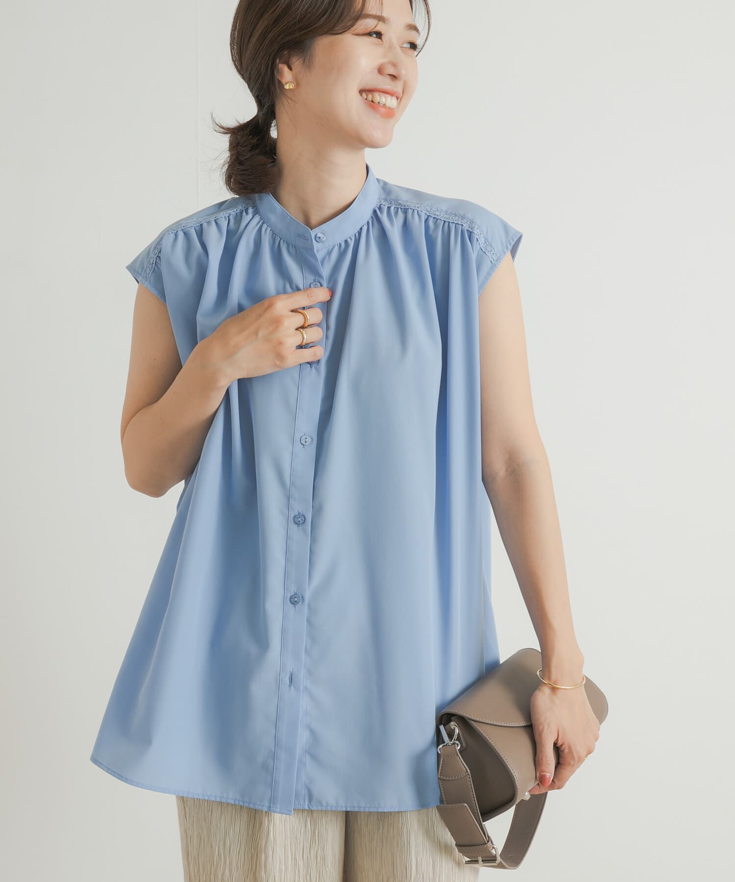 URBAN RESEARCH DOORS「レース切替フレンチブラウス」|シャツ・ブラウス|