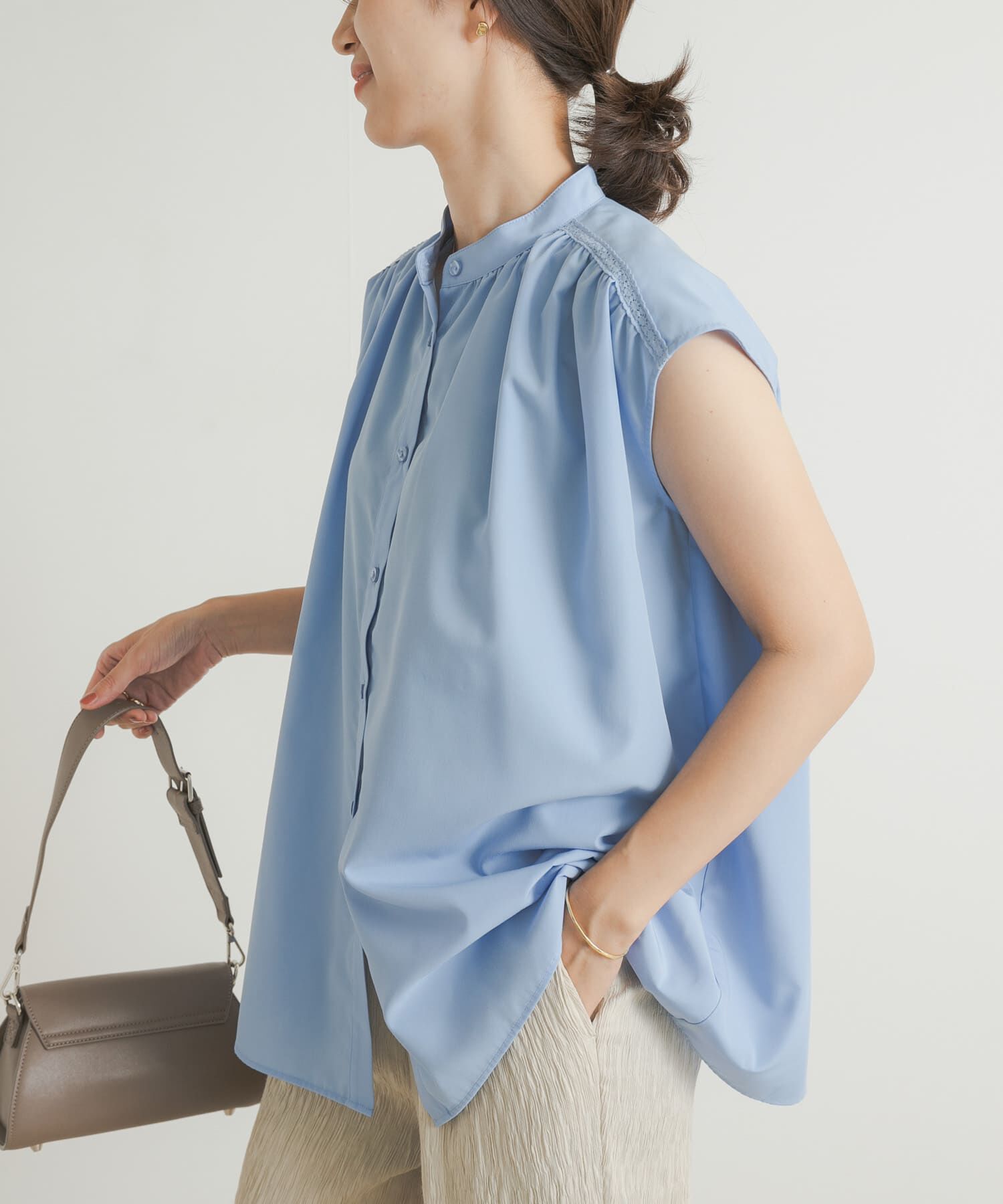 URBAN RESEARCH DOORS「レース切替フレンチブラウス」|シャツ・ブラウス|