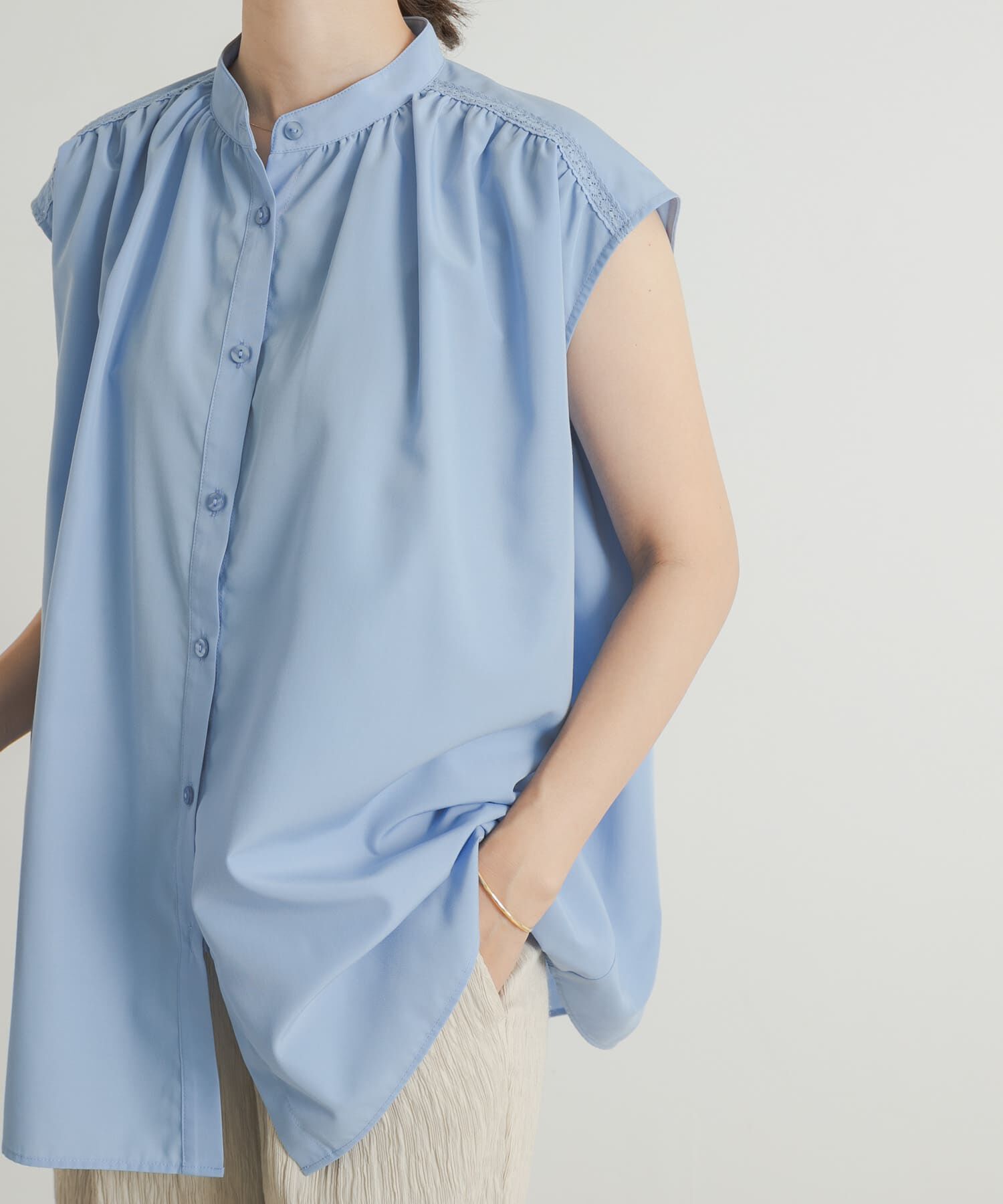 URBAN RESEARCH DOORS「レース切替フレンチブラウス」|シャツ・ブラウス|