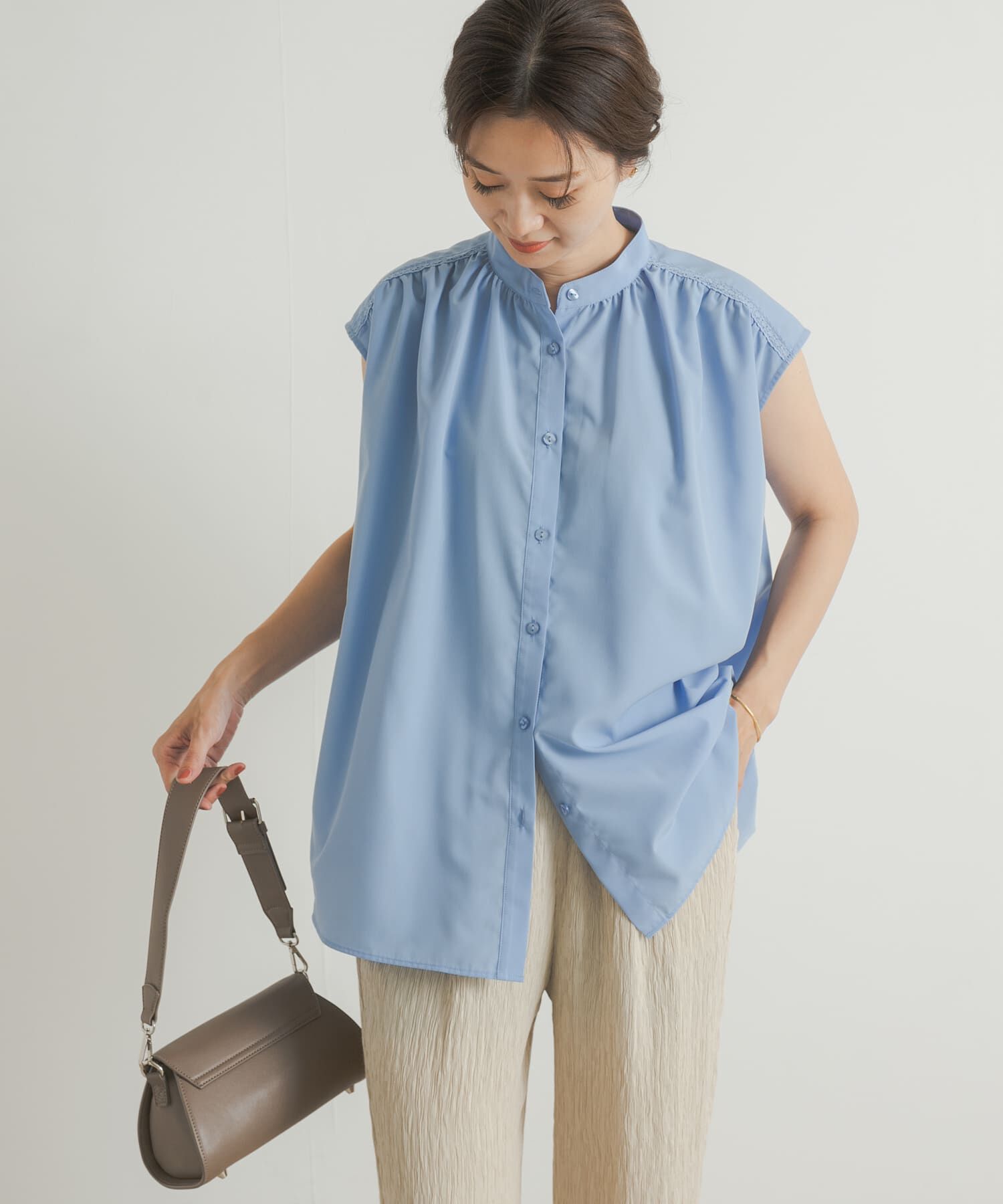 URBAN RESEARCH DOORS「レース切替フレンチブラウス」|シャツ・ブラウス|