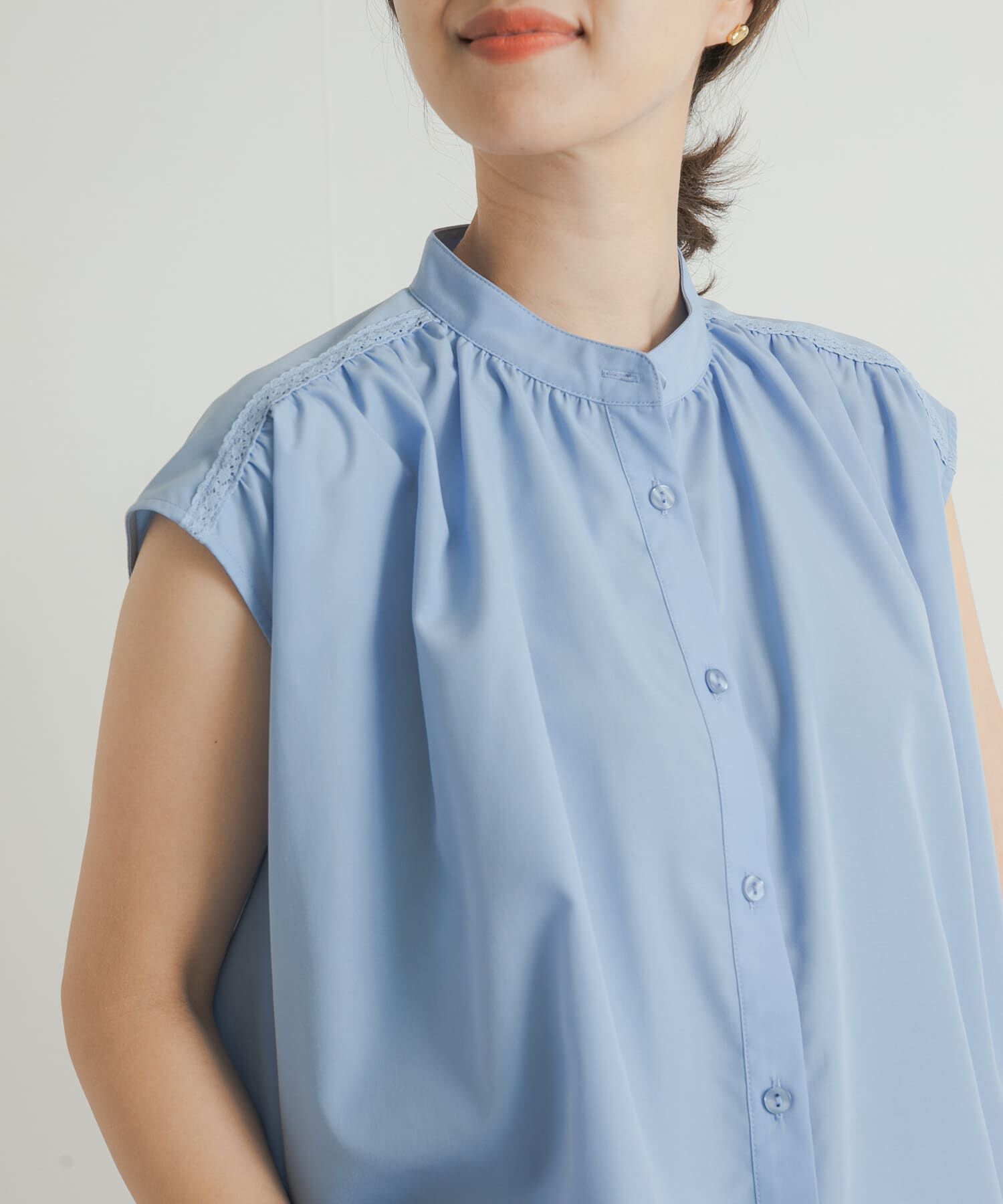 URBAN RESEARCH DOORS「レース切替フレンチブラウス」|シャツ・ブラウス|