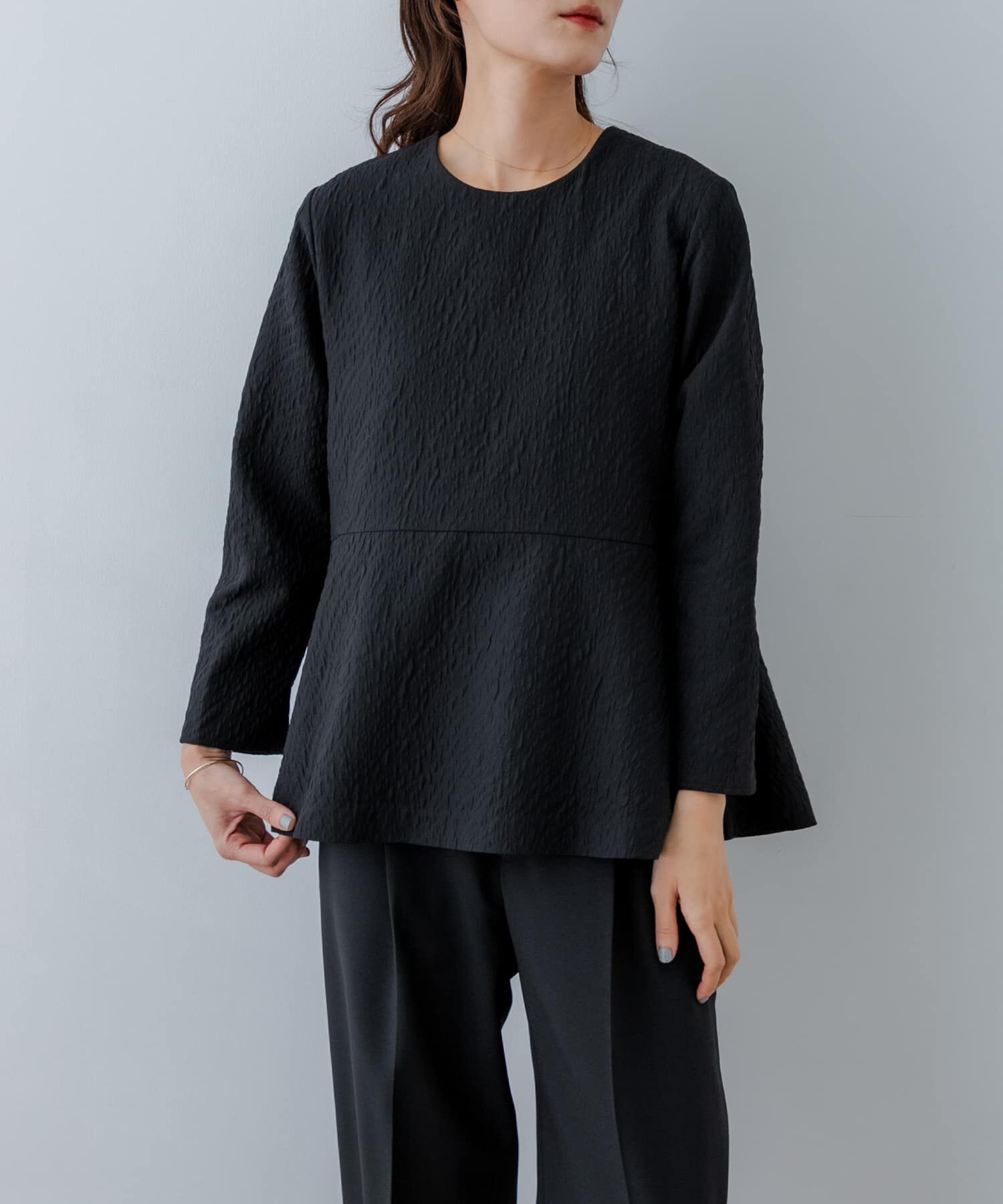 URBAN RESEARCH「ジャガードペプラムブラウス」|シャツ・ブラウス|ブラック