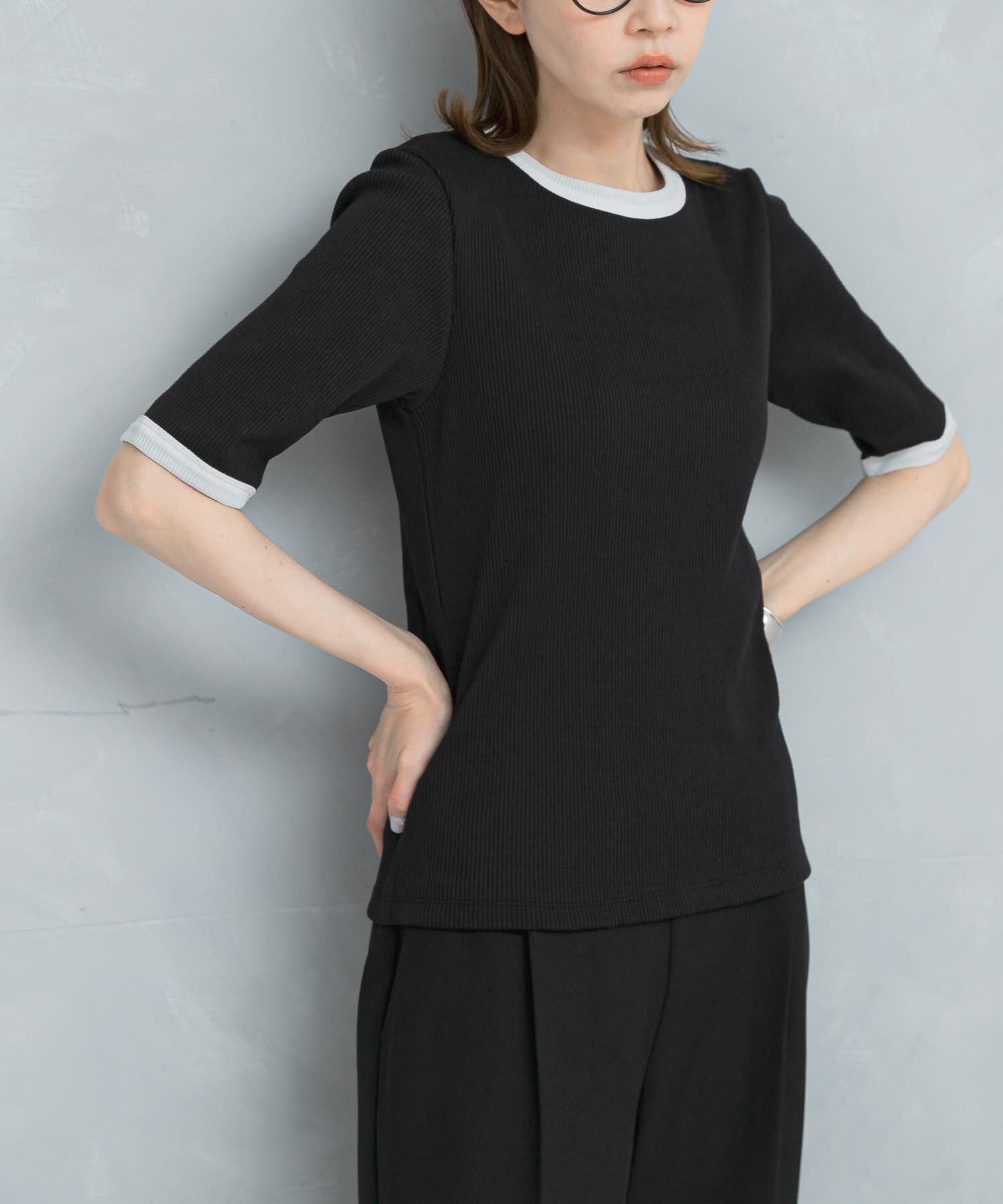 URBAN RESEARCH ROSSO「バイカラーコンパクトリブTシャツ」|Tシャツ・カットソー|