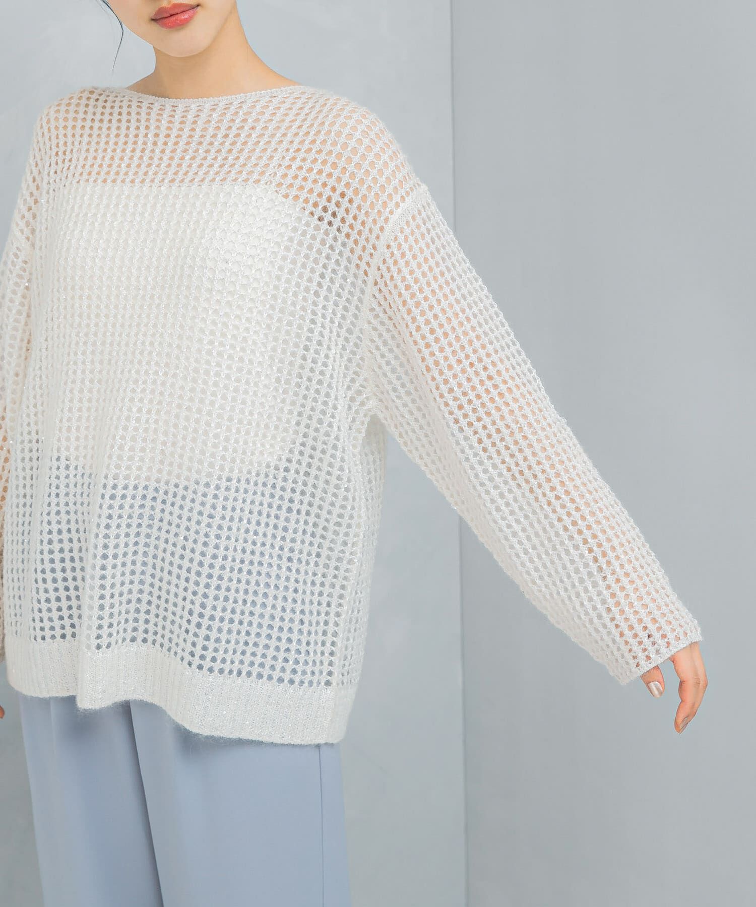 URBAN RESEARCH ROSSO「スパンコールシアーニット」|ニット・セーター|