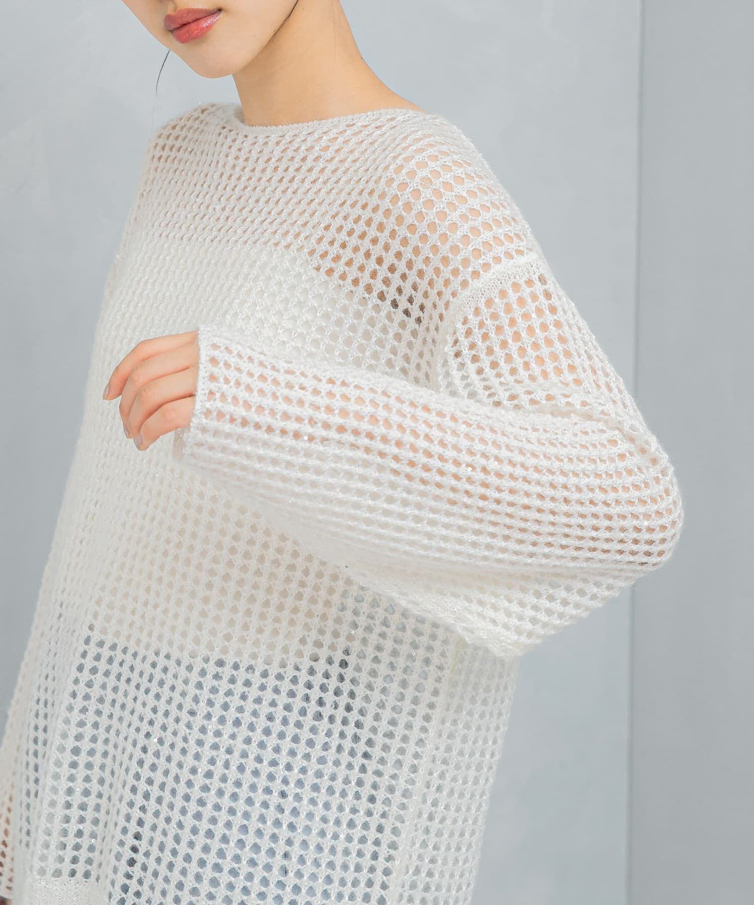 URBAN RESEARCH ROSSO「スパンコールシアーニット」|ニット・セーター|