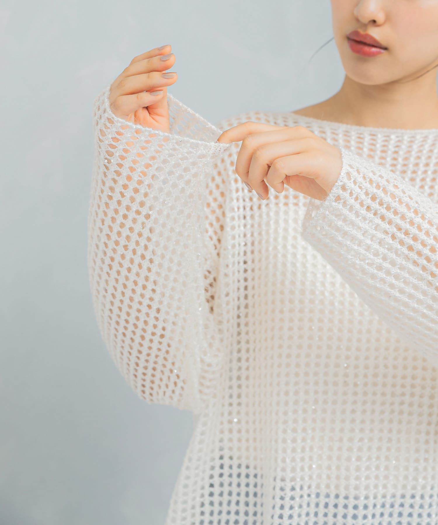 URBAN RESEARCH ROSSO「スパンコールシアーニット」|ニット・セーター|