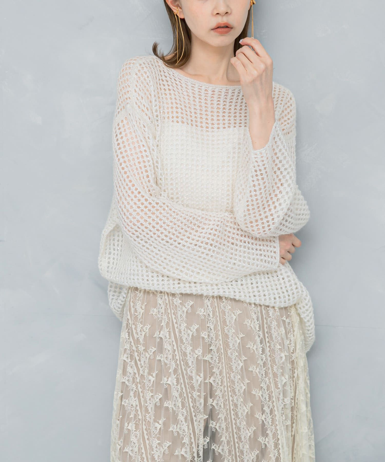 URBAN RESEARCH ROSSO「スパンコールシアーニット」|ニット・セーター|