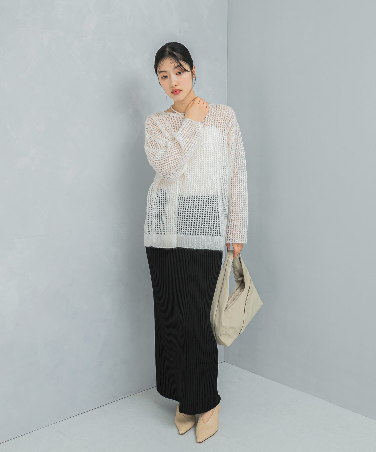 URBAN RESEARCH ROSSO「スパンコールシアーニット」|ニット・セーター|