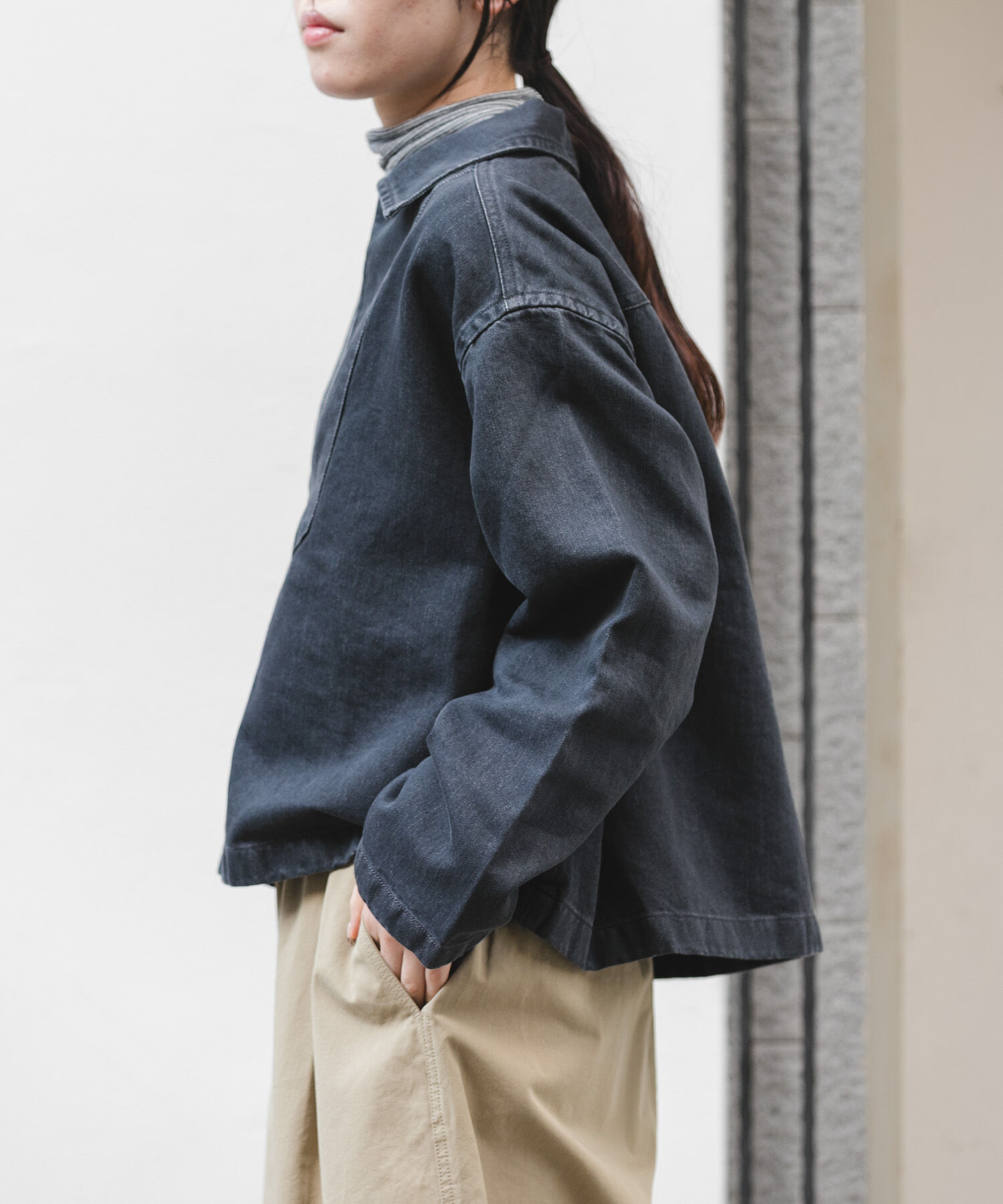 URBAN RESEARCH DOORS「FORK&SPOON　ペーパーデニムスキッパーシャツ」|Tシャツ・カットソー|