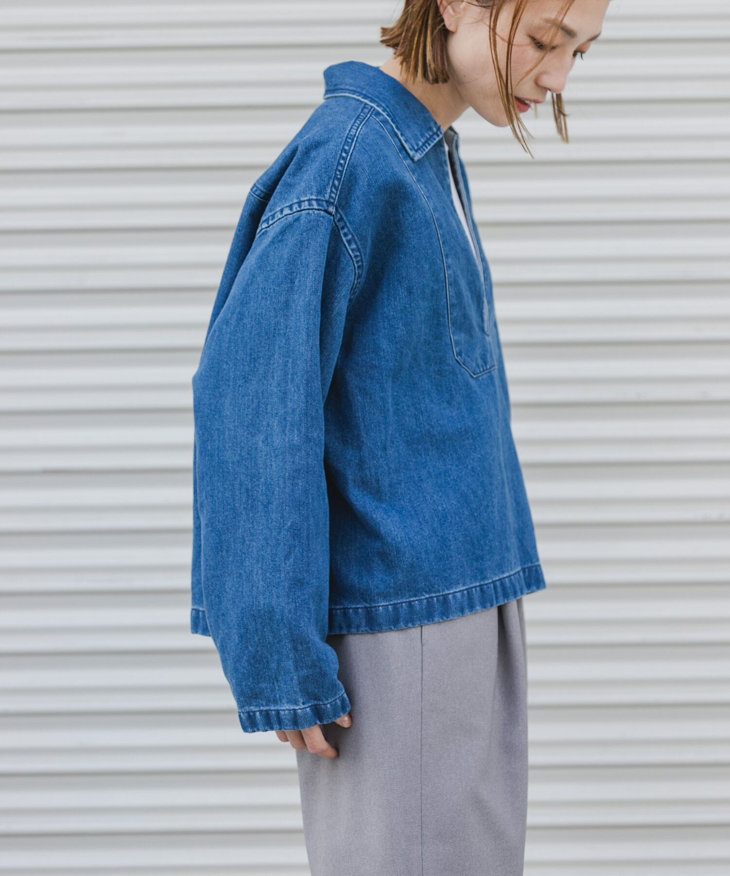 URBAN RESEARCH DOORS「FORK&SPOON　ペーパーデニムスキッパーシャツ」|Tシャツ・カットソー|