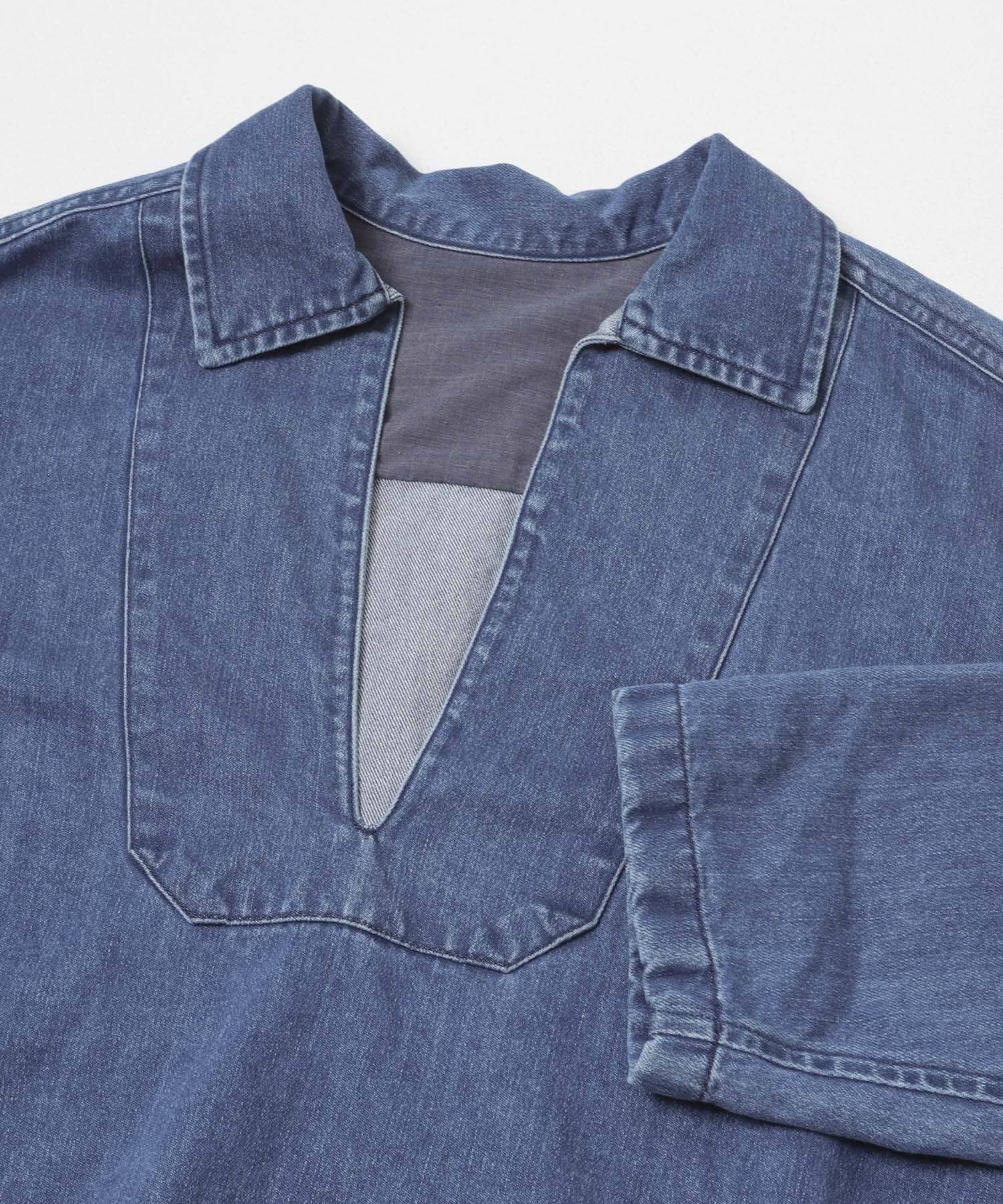 URBAN RESEARCH DOORS「FORK&SPOON　ペーパーデニムスキッパーシャツ」|Tシャツ・カットソー|