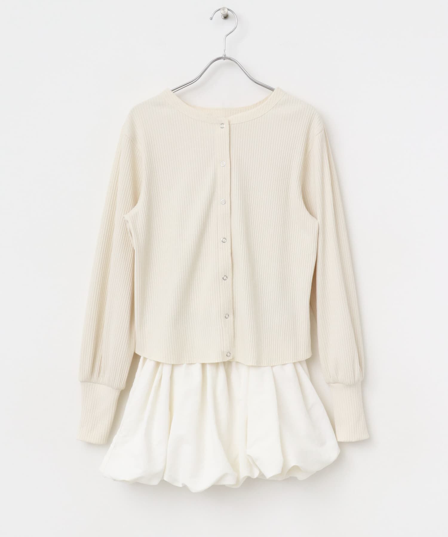  「バルーンパーツSETリブトップス」|カーディガン|