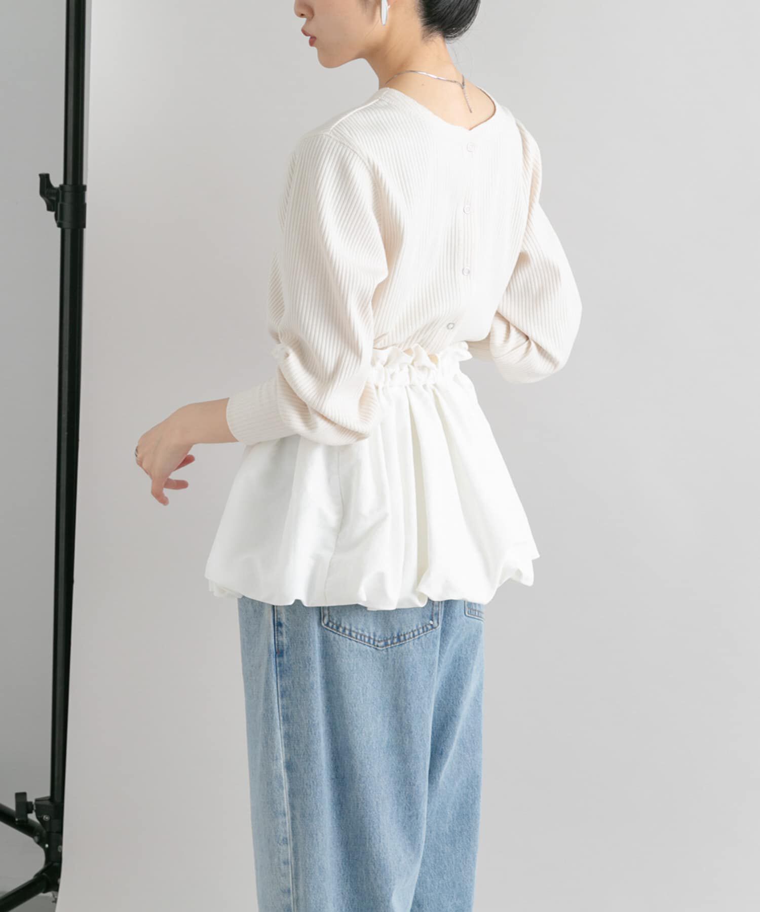  「バルーンパーツSETリブトップス」|カーディガン|