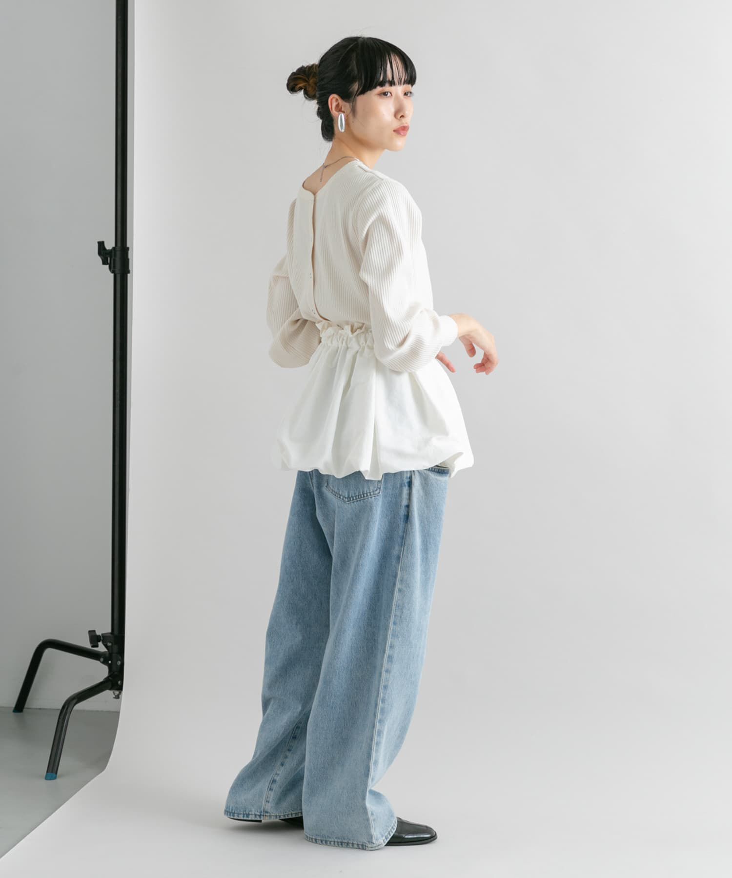  「バルーンパーツSETリブトップス」|カーディガン|
