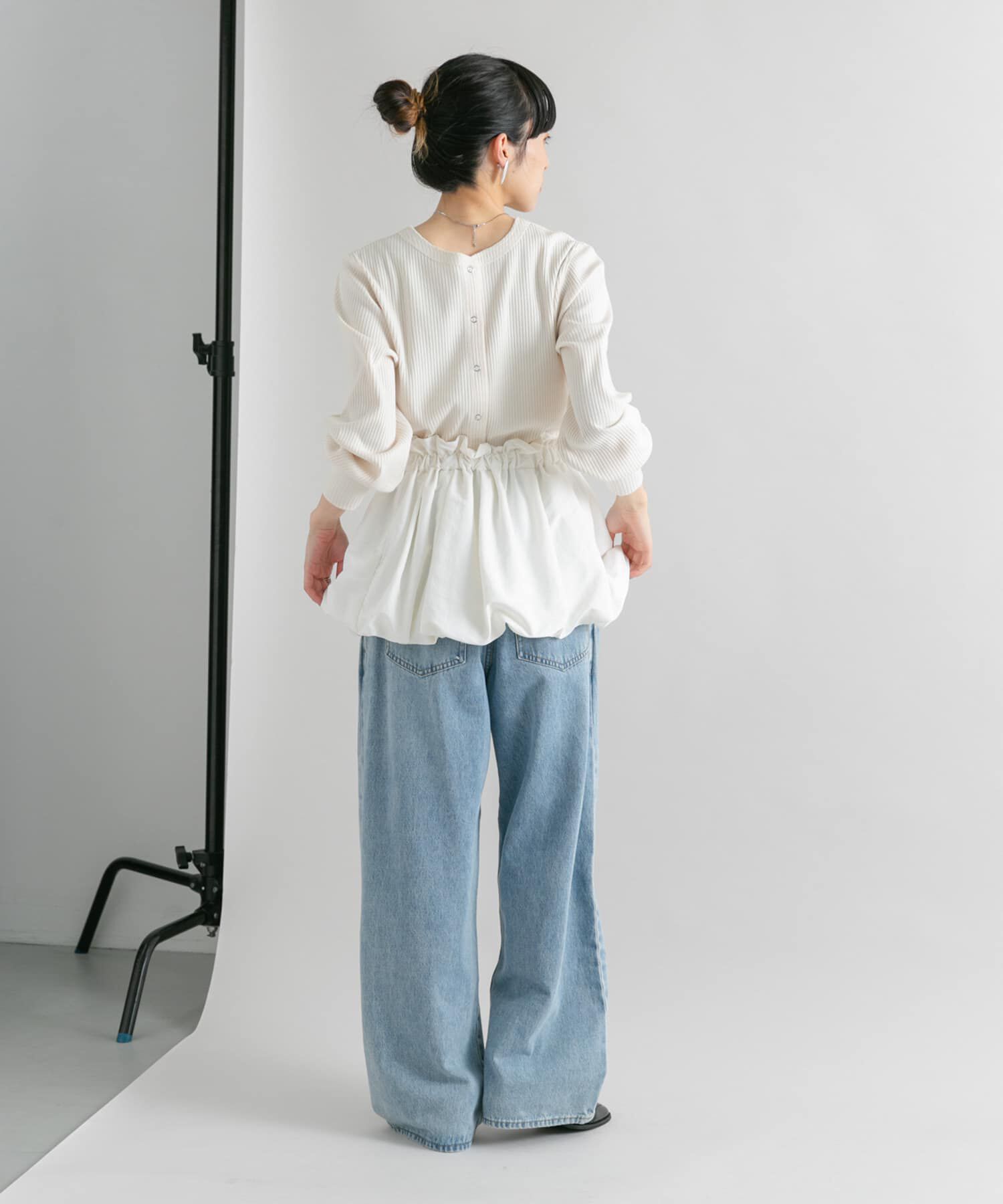  「バルーンパーツSETリブトップス」|カーディガン|