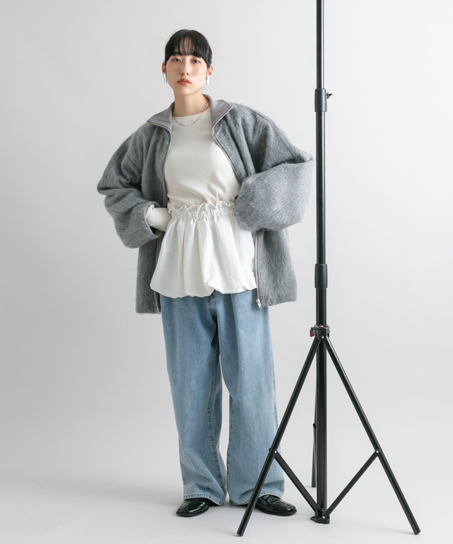  「バルーンパーツSETリブトップス」|カーディガン|