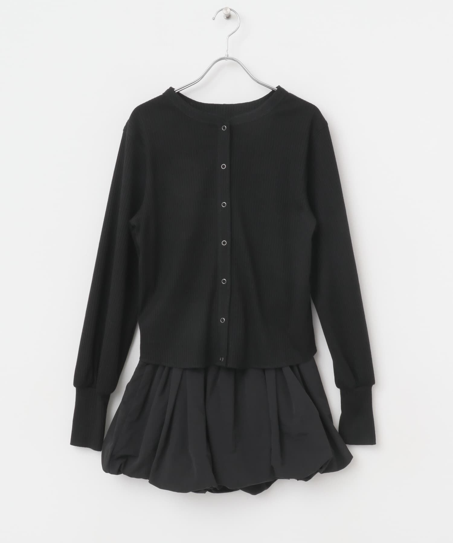  「バルーンパーツSETリブトップス」|カーディガン|