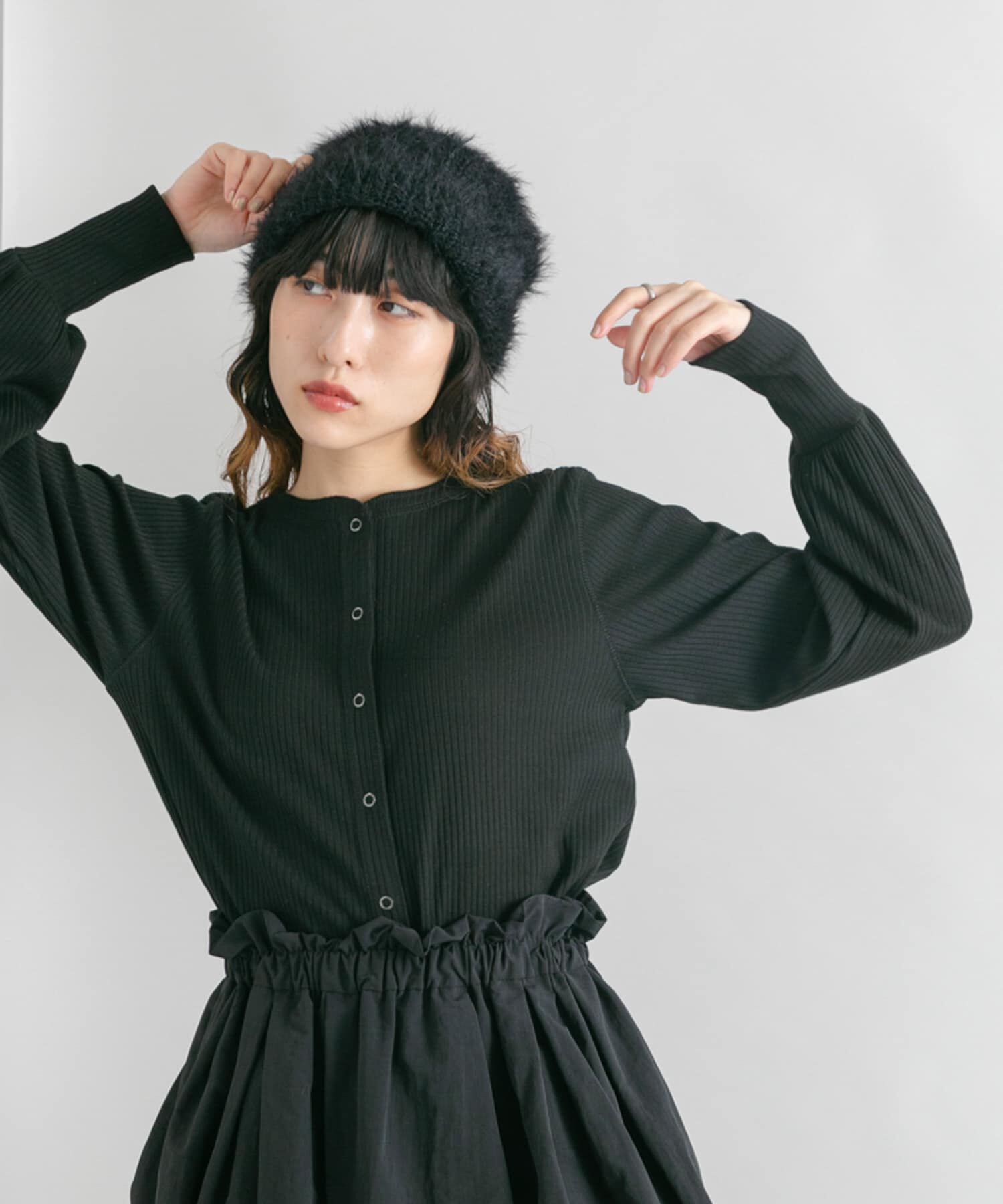  「バルーンパーツSETリブトップス」|カーディガン|