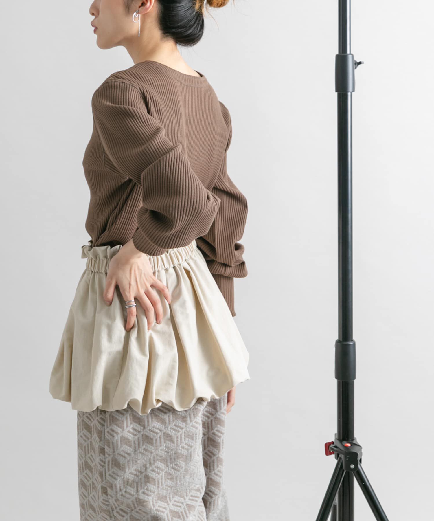  「バルーンパーツSETリブトップス」|カーディガン|
