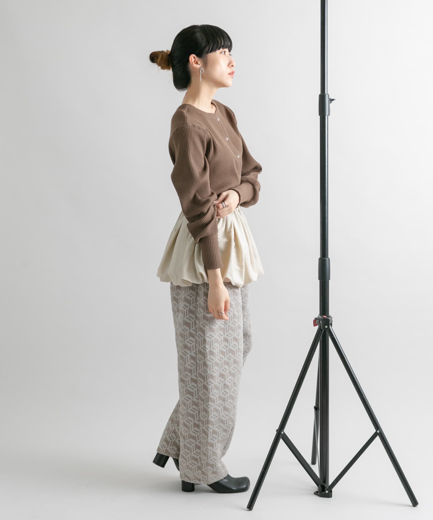  「バルーンパーツSETリブトップス」|カーディガン|