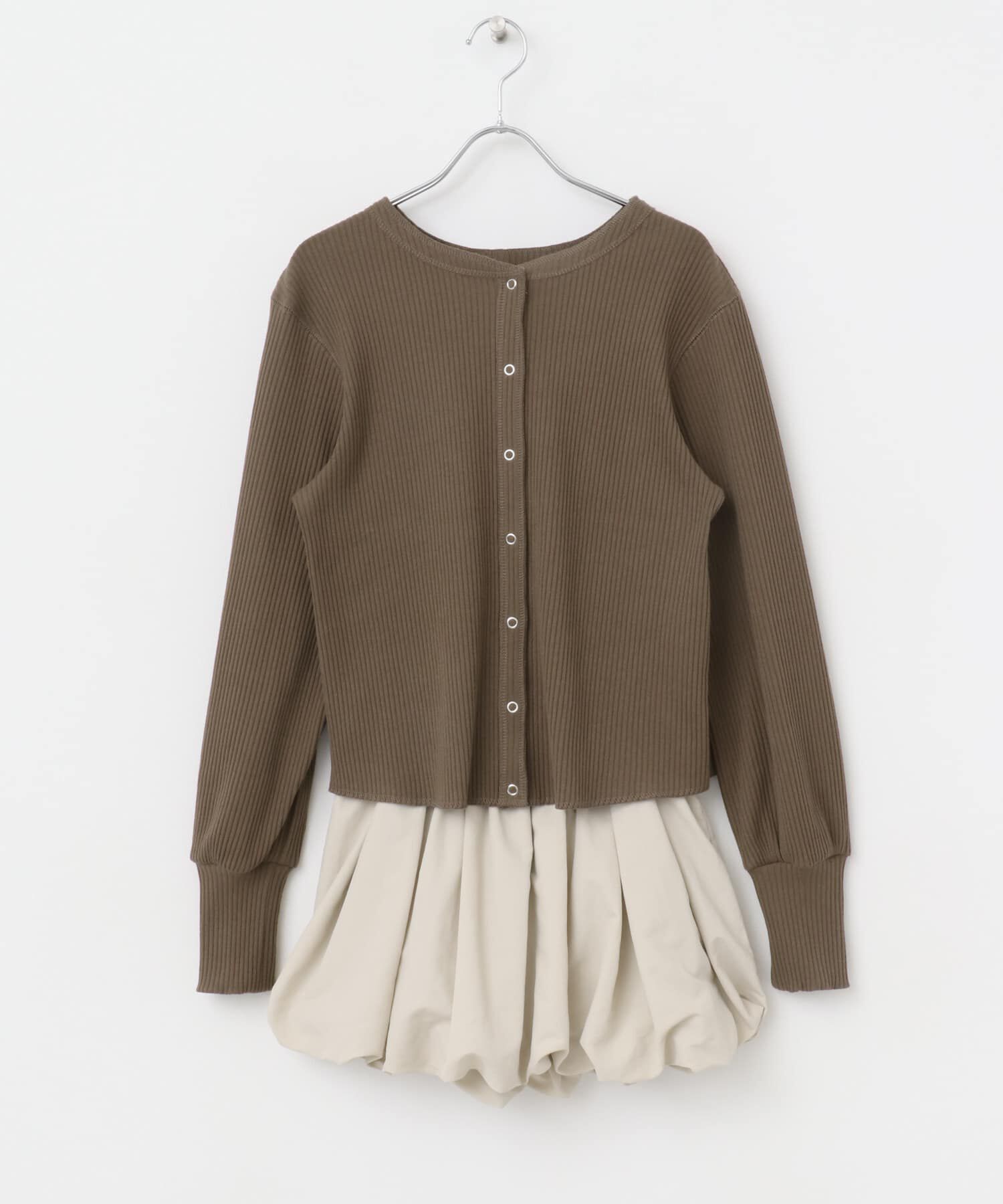  「バルーンパーツSETリブトップス」|カーディガン|
