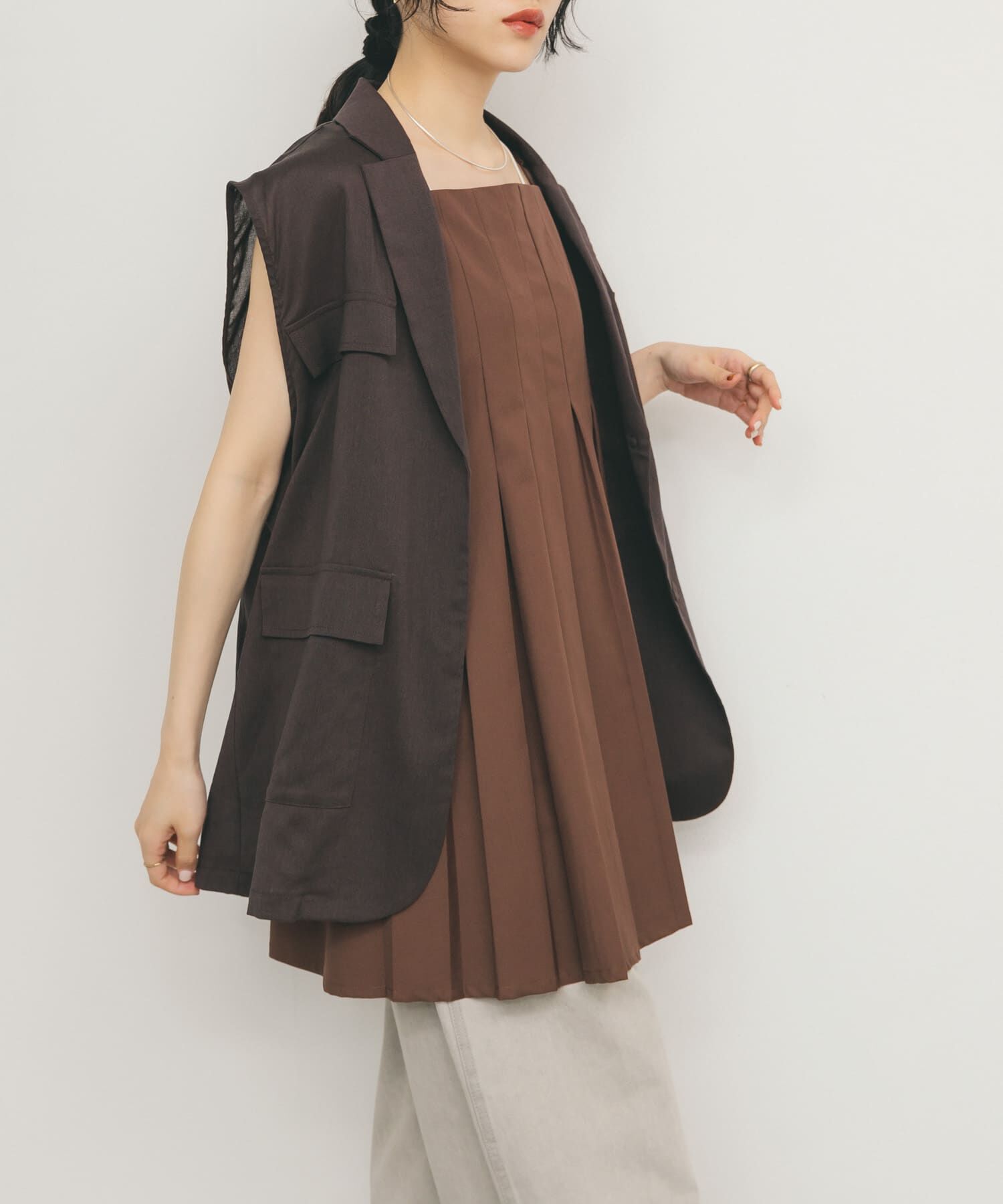  「タックプリーツミニワンピース」|ワンピース|