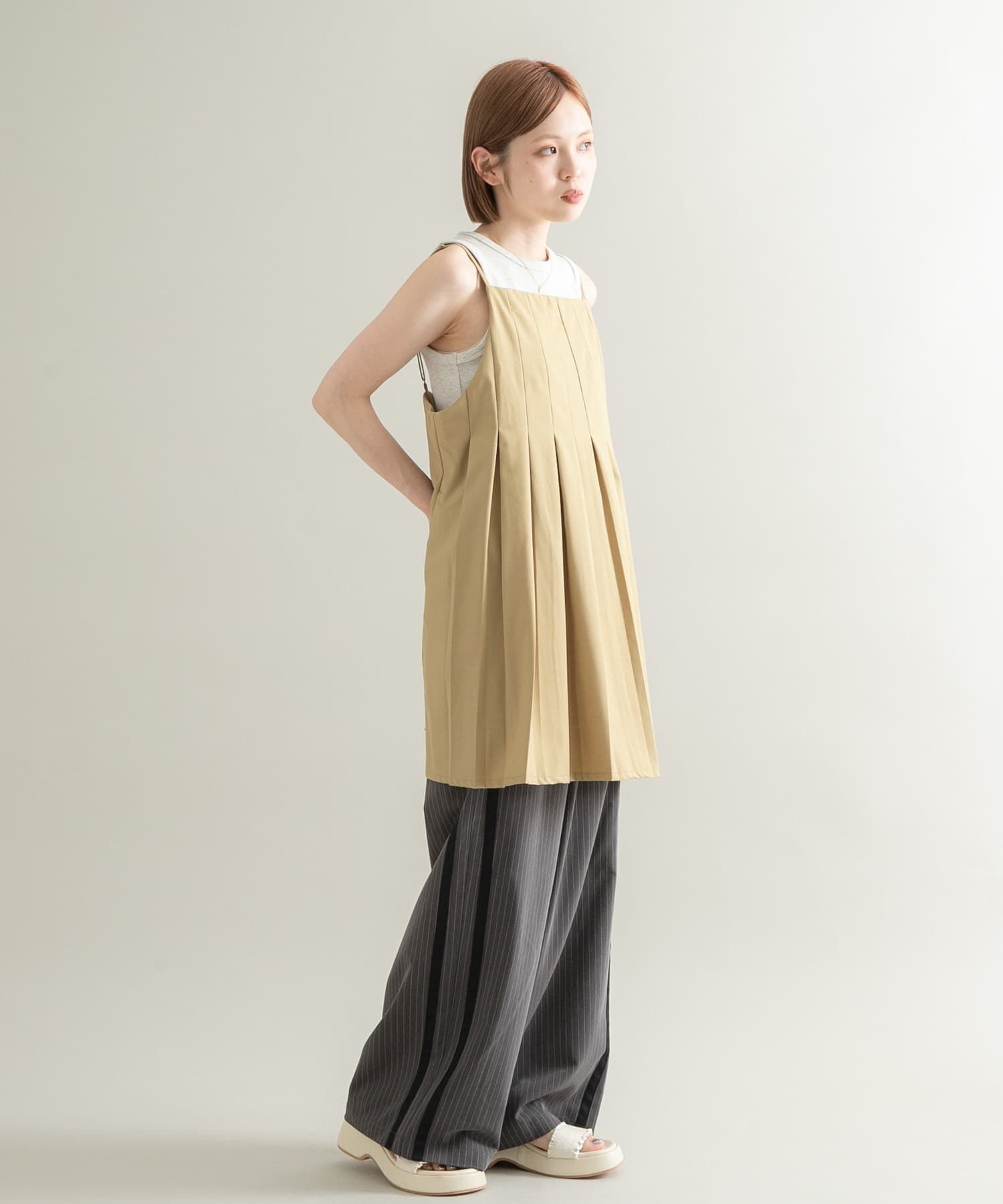  「タックプリーツミニワンピース」|ワンピース|