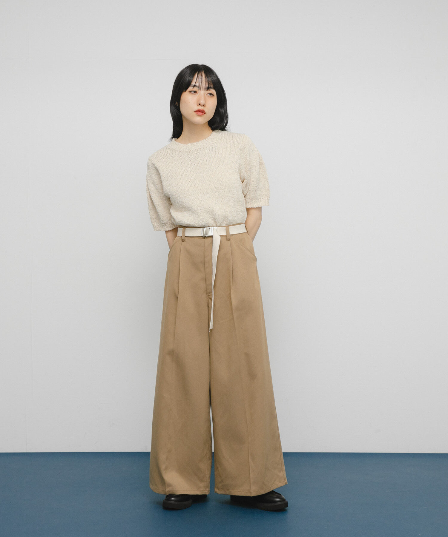  「ハーフスリーブクロップドニット」|ニット・セーター|