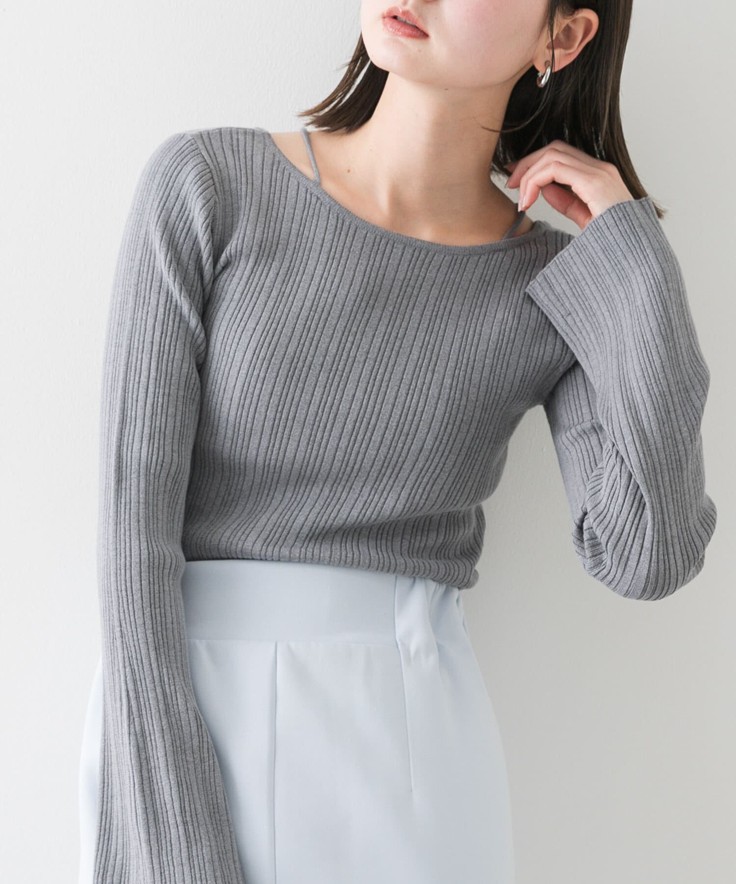 SENSE OF PLACE by URBAN RESEARCH「ストラップラウンドネックセーター」|ニット・セーター|グレー