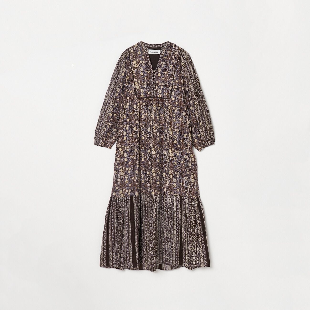 サラマリカ　Cotton Jacquard Flower Print Sara Mallika Cotton Jacquard Flower Print Frill Dress | KOKO