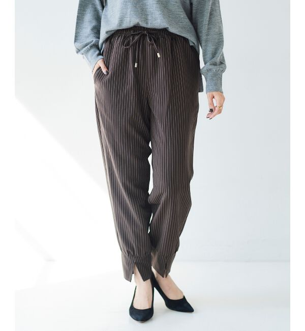 le.coeur blanc「ダブルストライプジョガーパンツ」|その他|ブラウン柄
