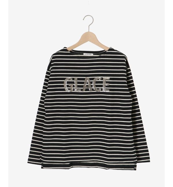 le.coeur blanc「《手洗い可能》GLACEスパンコールロゴボーダー」|Tシャツ・カットソー|