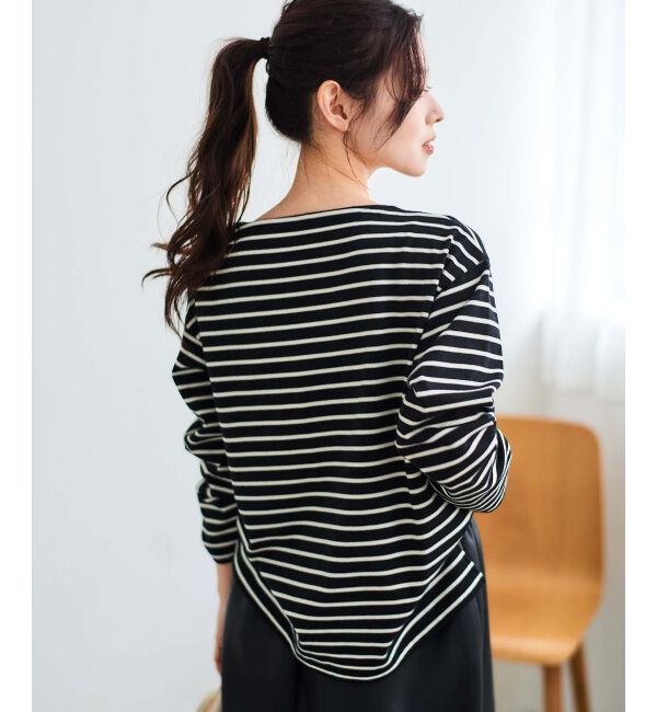 le.coeur blanc「《手洗い可能》GLACEスパンコールロゴボーダー」|Tシャツ・カットソー|