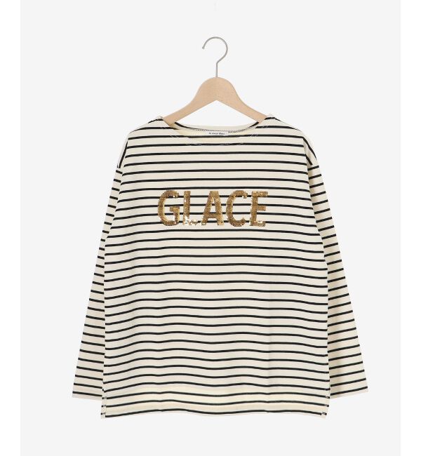le.coeur blanc「《手洗い可能》GLACEスパンコールロゴボーダー」|Tシャツ・カットソー|