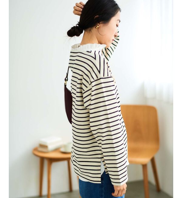 le.coeur blanc「《手洗い可能》GLACEスパンコールロゴボーダー」|Tシャツ・カットソー|