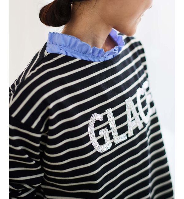 le.coeur blanc「《手洗い可能》GLACEスパンコールロゴボーダー」|Tシャツ・カットソー|