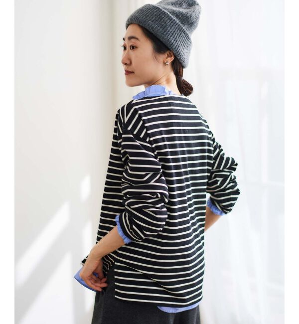 le.coeur blanc「《手洗い可能》GLACEスパンコールロゴボーダー」|Tシャツ・カットソー|