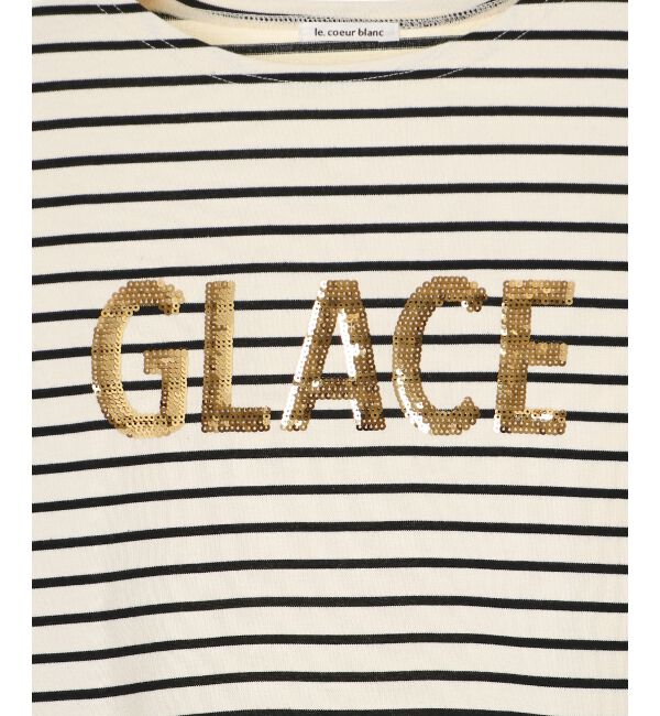le.coeur blanc「《手洗い可能》GLACEスパンコールロゴボーダー」|Tシャツ・カットソー|