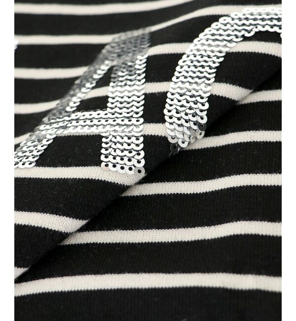 le.coeur blanc「《手洗い可能》GLACEスパンコールロゴボーダー」|Tシャツ・カットソー|